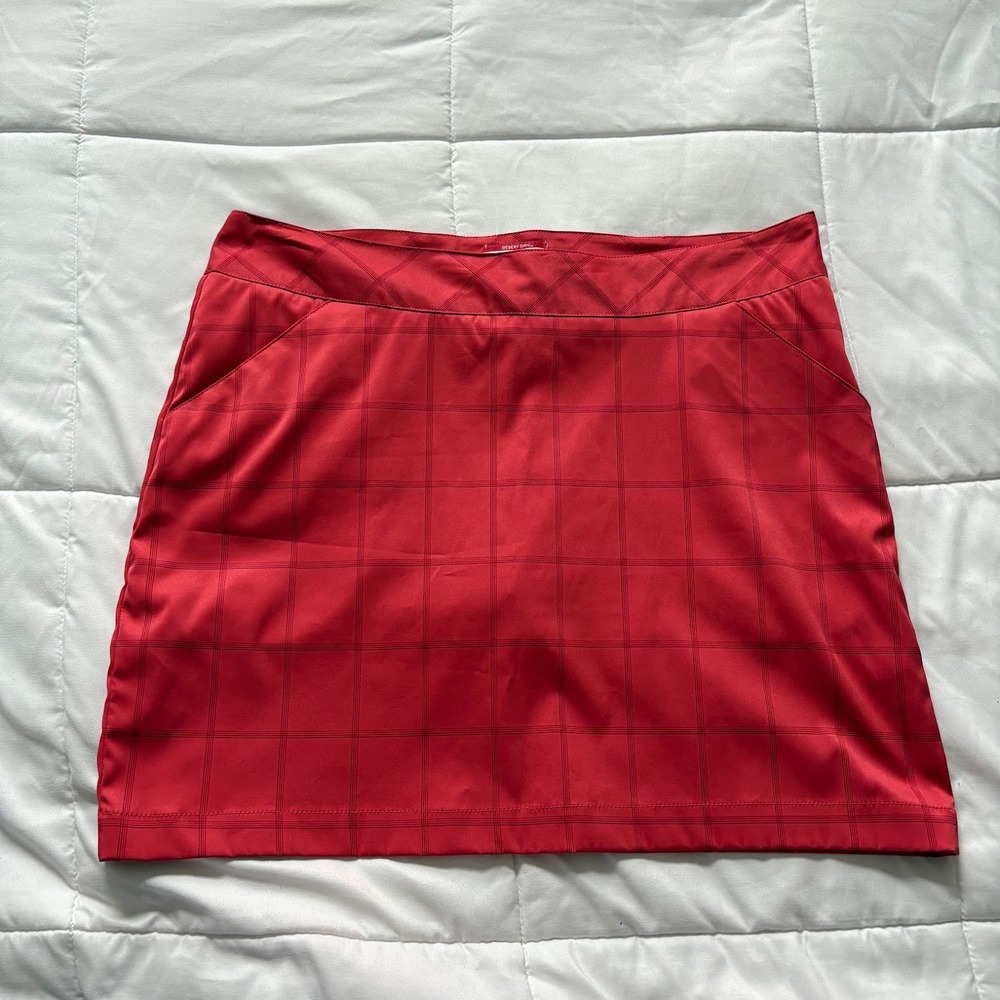 Antigua Desert Red Plaid Golf Skort Skirt Womens 12 Performance Active Tennis